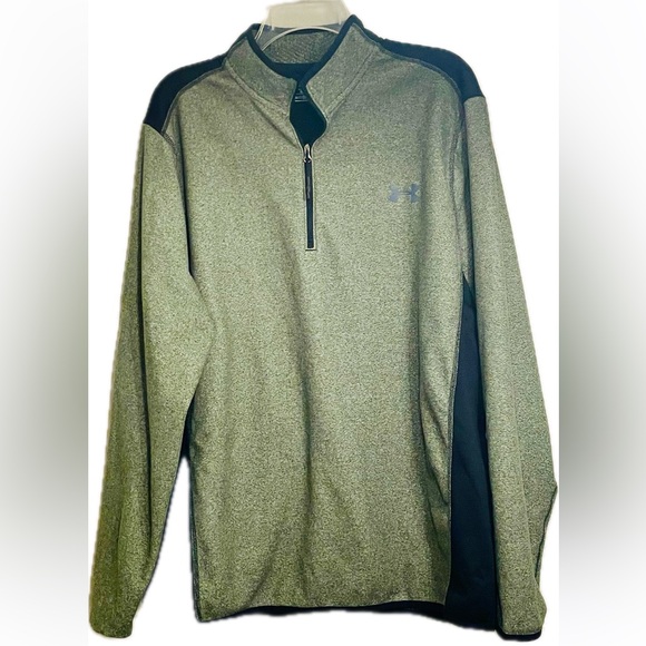 UNDER ARMOUR Green Black Loose Fit Cold Gear Quarter Zip Pullover - Picture 1 of 8